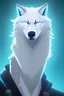 Placeholder: White wolf made of wood with blue eyes, surrounded by teal energy. Dark fantasy style.