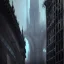 Placeholder: Gothic bridges between building,Bridges on rooftops, Gotham city,Neogothic architecture, by Jeremy mann, point perspective,intricate detailed facades