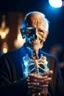 Placeholder: portrait of flashy transparent old man showing of his glowing skeleton, zeiss prime lens, bokeh like f/0.8, tilt-shift lens 8k, high detail, smooth render, down-light, unreal engine, prize winning