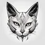 Placeholder: modern abstract tattoo ideas, simple minimalistic illustration on a pure white background < "The head of a tattooed black cat. dynamic image">