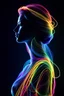 Placeholder: (Ultra Long Exposure Photography)) high quality, highly detailed, Colorful beautiful woman silhouette made of ultra bright neon strings, beautiful silhouette, by yukis