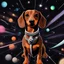 Placeholder: brown Dachshund on LSD in space