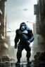 Placeholder: Gorilla, post-apocalyptic in a cyberpunk city, realistic, intriacte detail, sci-fi fantasy style, volumetric lighting, particales,highly detailed,cinamatic, deep