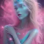 Placeholder: fairy, pink, blue, turquoise, beautiful, hyperrealism, masterpiece, expert, cinematic lighting, sharp focus, 8K, pastel, macro lens, woman, detailed, flower, galactic atmosphere