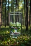 Placeholder: Create hyper-realistic photo of a glass tumbler in a wild forest. Inside, a miniature [Berlin] with landmarks. A trasparrent 3D text of [Berlin] blends naturally into the landscape . Soft bright daylight, reflections, and subtle imperfections like fingerprints. DSLR quality, sharp focus.