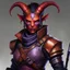 Placeholder: dnd, portrait of Tiefling bounty hunter, female, armoured