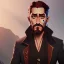 Placeholder: Portrait of a 30 year old warlock like Jake Gyllenhaal, Jack Sparrow, Sherlock Holmes and Mary Poppins