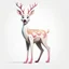 Placeholder: full body of a bald white tail deer standing with big smile facing left and looking left , on white background, in the style of my little pony