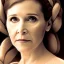 Placeholder: extremely detailed 8k hyperspace wallpaper,complete and photo realistic detailed head to waist stunning photo realistic portrait of carrie fisher as Princess Leia in star wars with photo realistic fine, simple, symetric hair, brown eyes, professional majestic photo realistic painting by Ed Blinkey, Atey Ghailan, by Jeremy Mann, Greg Manchess, Antonio Moro, trending on ArtStation, Intricate, High Detail, Sharp focus, dramatic, by greg rutkowski,