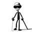 Placeholder: thin stick man with helmet black and white