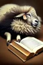 Placeholder: black sheep reads a book, white sheep sleep, 8k quality