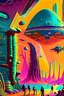 Placeholder: a close view of A visit to an alien world, explorers disembarking for the first time being greeted by aliens, kelly freas, in the style of retro futurism, Simon Stålenhag and Bob Eggleton, insanely detailed, terrifying: abstract art complementary colors fine details,