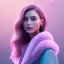 Placeholder: A portrait very beautiful woman ,smiling, longs hairs,elegant, atmospheric, realistic, cinematic lighting, pink blue light, 8k, galactic atmosphere, flowers