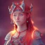 Placeholder: highly detailed girl viking queen, red glass armor, blue delicate braided hair, cinematic lighting, 4k, 8k, octane render, digital concept art, trending on artstation, pinterest, extremely detailed, ambient lighting.