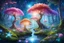 Placeholder: fairy forest with Cristal flower and colored magic trees in the background a cosmic sky with bright stars and shine beam