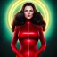 Placeholder: ultra detailed fullbody portrait of Wanda Maximoff, wearing skintight Red costume, extremely detailed digital painting, intrincate, extremely detailed smiling face,crystal clear Big Green eyes, in the style of Adam Hughes , mystical colors , perfectly centered image, perfect composition, rim light, beautiful lighting,8k, stunning scene, raytracing