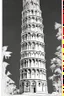 Placeholder: coloring book page of leaning tower of pisa