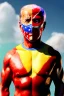 Placeholder: realistic image of joe biden as a mexican wrestling fighter posing, Mexican eyes wrestling mask, red and blue breeches, retro style, 80s, vibrant color, highly detailed, sky background, concept art, unreal engine 5, god rays, ray tracing, RTX, lumen lighting, ultra detail, volumetric lighting, 3d, finely drawn, high definition, high resolution.