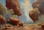 Placeholder: blue sky, rocks, sci-fi, mountains, vegetations, friedrich eckenfelder, and henry luyten impressionism paintings