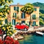 Placeholder: Italian villa in Portofino with lemon tree with sea view and a Red vespa