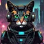 Placeholder: image of a cyberpunk cyborg cat