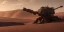 Placeholder: Armored Core machine robot fight another Armored Core fly in the sky in the desert with beside the ocean where you can see the space in the sky with twilight on the horizon, 4k resolution