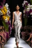 Placeholder: Model in runway with orchids like principal e