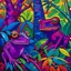 Placeholder: A purple jungle with acid coated chameleons designed in ancient Egyptian hieroglyphics painted by Alexej von Jawlensky