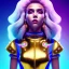 Placeholder: latin woman teenager, few freckles, gold teeth, feather coat, purpurin, retro futuristic, latex dress, gradient color, BLUE, PINK, CYAN, neon, insanely detailed, 16k resolution, perfect eyes, cinematic smooth, intricate detail