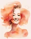 Placeholder: abstract woman smiling silhouette and hair light peach colors watercolor draw