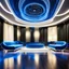 Placeholder: beautiful dance stage in luxury modern hall dynamic lights, modern furniture blue theme