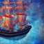 Placeholder: Beautiful pirate ship in the ocean in the style of Abstract Expressionism, complex, incomprehensible, 3D, voluminous, symmetrical, artistic, 4K, 8K