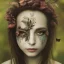 Placeholder: Portrait of beautiful girl, plant, metal, feathers, Dryad, fae, sidhe, ominous, nature, plants, wildflower, facepaint, dnd character portrait, intricate, oil on canvas, masterpiece, expert, insanely detailed, 4k resolution, retroanime style, cute big circular reflective eyes, cinematic smooth, intricate detail , soft smooth lighting, soft pastel colors, painted Renaissance style,bokeh, 800mm lens