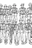 Placeholder: Outline art for coloring page OF A SET OF SMALL UNITED STATES TOY ARMY SOLDIERS, coloring page, white background, Sketch style, only use outline, clean line art, white background, no shadows, no shading, no color, clear