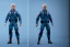 Placeholder: Mike Pence as G.I. Joe Doll toy with a gun blue Uniform space force commander, Blisterpack