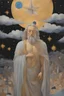 Placeholder: Otherworldly, George Baselitz Iris Van Harpen handsome young stoic bearded ZEUS open the clouds starry skies thunders, detail faces and body parts, total body-paint glitter, back view, Hyperdetailed modern busy city in Fra Angelico style