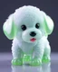 Placeholder: Generate image: A macro 3D render of a cute, lovely wooly dog ,made of Translucent glossy jelly material, soft gelatinous appearance, smooth rounded surface, realistic subsurface scattering, internal light diffusion, subtle volumetric translucency, wet polished highlights, slightly reflective surface, soft rubbery-plastic texture, vibrant neon green color, physically based shader, studio lighting, high-end CGI render.