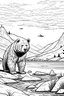 Placeholder: nature polar with snow. black and white for coloring book black line on white background. --aspect 4:5 --v 5