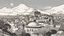 Placeholder: Ottoman era. Cizîra Botan. Botan city. Turkey. animated history. vector. cartoon. Digital painting. minimal, less color. Vector, Kurdish. color. minimal
