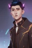 Placeholder: Make Asian Actor with cat ears in a leather jacket, on a spaceship deck