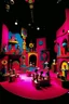 Placeholder: A magenta theatre with controlled puppets painted by Wassily Kandinsky