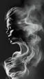 Placeholder: smoke art grey and white flowing around woman face silhouette