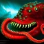 Placeholder: ultra detailed fullbody Drawing of a Cyborg Sea monster Gigantic RED Alien octopuss on the shore ,metal body, open mouth, with sharp teeth, with glowing Green eyes, extremely detailed digital painting, intrincate, extremely detailed face,crystal clear Big eyes, in the style of Frank Frazetta, mystical colors , perfectly centered image, perfect composition, rim light, beautiful lighting, 8k, stunning scene, raytracing