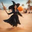 Placeholder: corey feldman as a flying bromstick female witch on a orange sand beach ,bokeh like f/0.8, tilt-shift lens 8k, high detail, smooth render, down-light, unreal engine