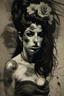 Placeholder: amy winehouse beautiful sugar skull, multi-layered background, fine charcoal texture, relief, oil painting, hips, sleeve covered with thin smooth lines, long strokes, light delicate shades, cinematic quality style of Jeremy mann, Peter Elson, Alex Maleev, Reheya hayes, Rafael Sanzio, Pino Daheni, Charlie Bowater, Albert Joseph Peno, Ray Caesar, H.G. Giger, J. J. Fu, Gustave Dore, Stephen Gammell