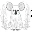 Placeholder: Coloring page: Minimalist vector illustration of a koala in a dreamy, surreal setting , digital art, minimalism, wide angle composition, simple and divine, Coloring page