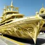 Placeholder: A pale yellow lightning yacht designed in ancient Egyptian architectures and sculptures painted by Zhang Lu