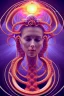 Placeholder: Spiritual being with Tentacles over human Head creating reality around, wrapping Spiral around Human, Psychedelic