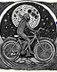 Placeholder: an award winning linocut of a biking viking in the moon