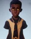 Placeholder: Portrait of a gorgeous black skinned toddler warlock boy with dark hair